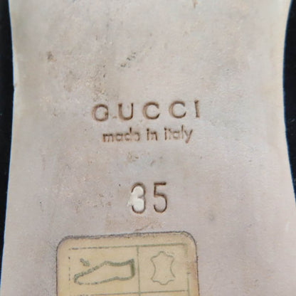 Gucci 270311 Bamboo Bit Suede Leather Pumps Flat Shoes Black 35 With Box Made