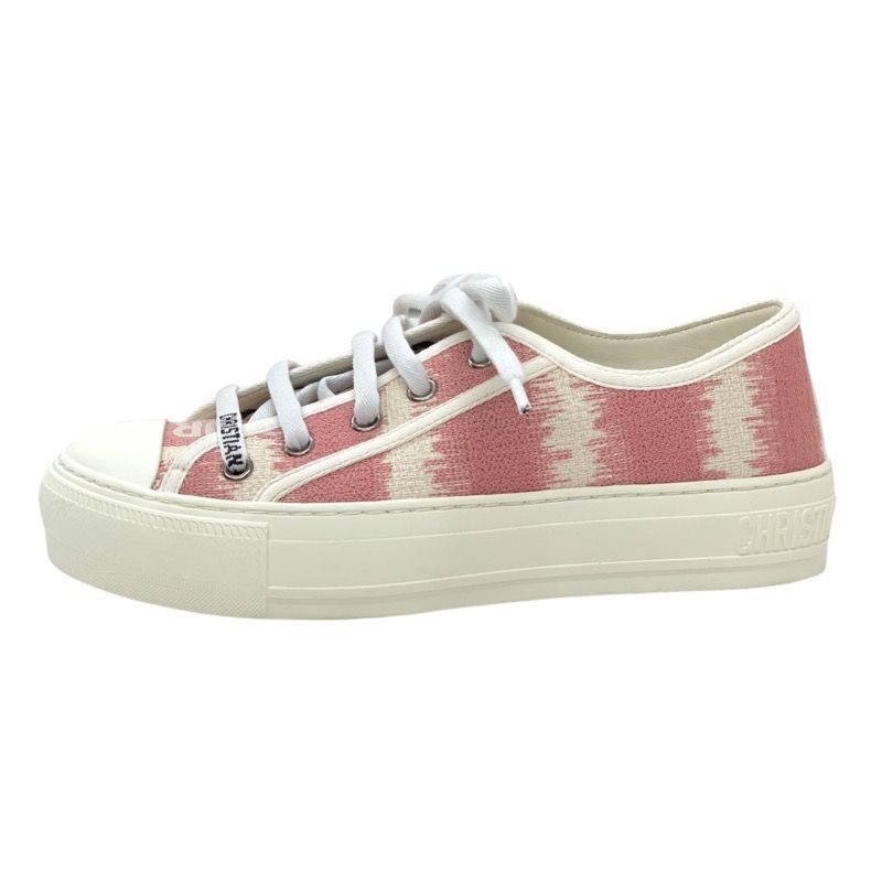 Christian DIOR WALK N DIOR Sneakers Shoes Fabric Pink White Jacquard Logo