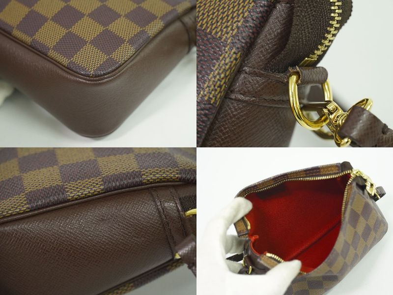 Authentic Louis Vuitton LV Trousse Makeup Damier Ebène Accessory Pouch Handbag