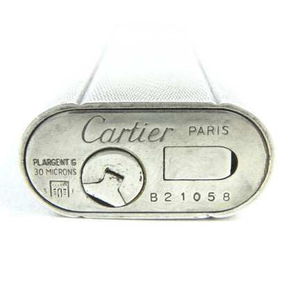 Cartier Wave Pattern Oval Shape Smoking Goods Gas Lighter Silver