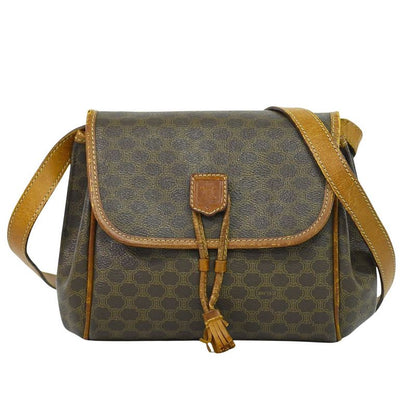 Authentic Celine Macadam Shoulder Bag Pochette PVC Brown Macadam Bag Pre-owned