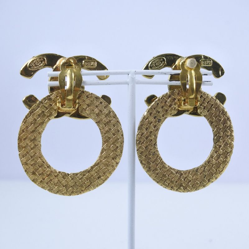 Chanel Coco Mark Mesh Gold Plated 29 Ladies 32.8g Earring