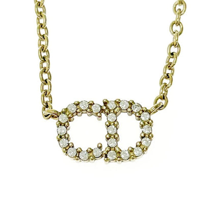 Christian Dior GP Crystal Clair D Lune Necklace Women's Gold 364135 Necklace