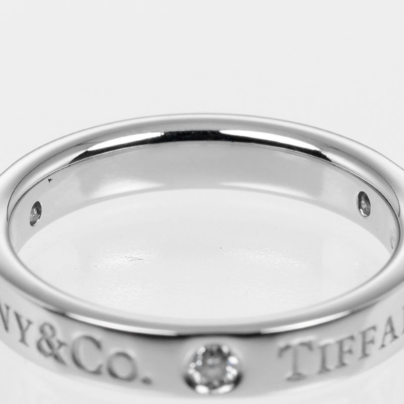 Tiffany & Co Flat Band Pt950platinum X 3P Diamonds #6 Ladies 4.86g Ring