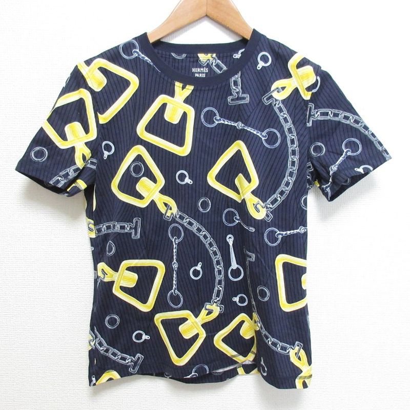 24aw Hermes Kaleidoscope Effect T-Shirt 4h4648dh Size 40 Navy Women's Used