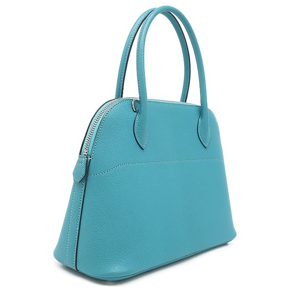 Hermes 2way Bag Bolide 27 Chevre Turquoise Silver Hardware Blue Shoulder H
