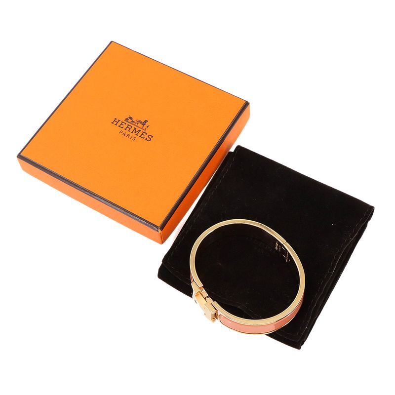 Exhibited Hermes Clic H Fan Bangle Bracelet Pink Gold Accessory Clic H 90299231