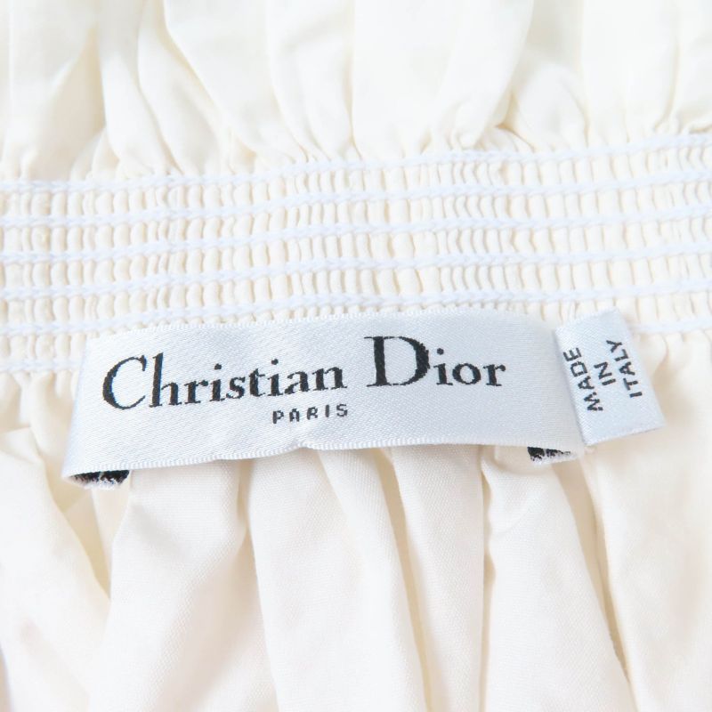 Christian DIOR 311b10a3124 Cotton Silk Off Shoulder Smock Top Ivory 40 Made In