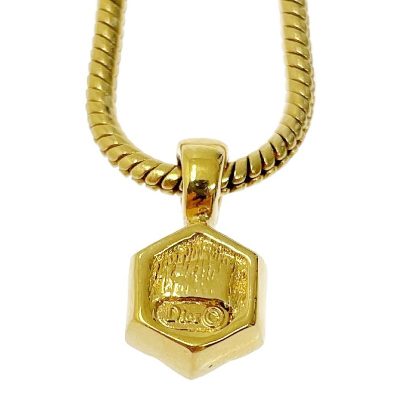 Christian Dior GP Stone Snake Chain Necklace Women's Gold 319072 Necklace
