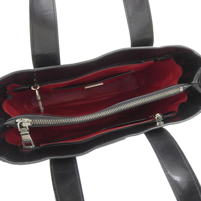 Prada Current Mirano Tag Bn2493 Enamel Triangle Logo Tote Bag Black