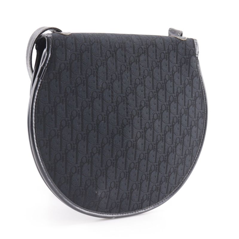 Dior Trotter Vintage Canvas Black Women's Shoulder Bag