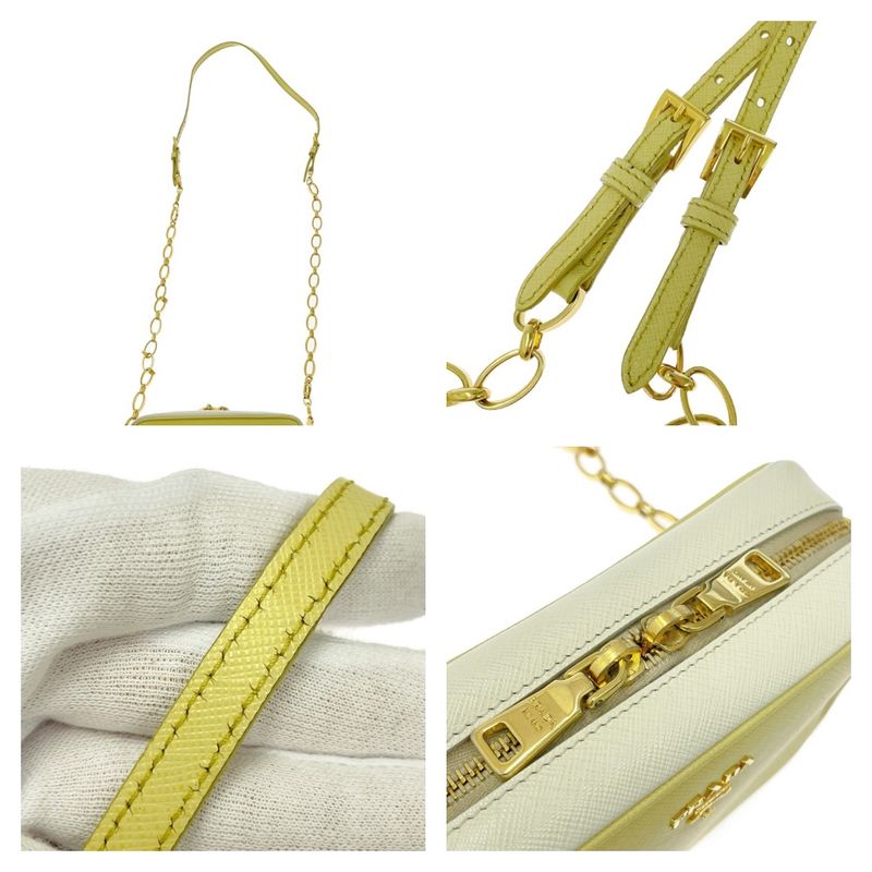Prada Leather Saffiano Chain Shoulder Bag Yellow 407251 Shoulder Bag