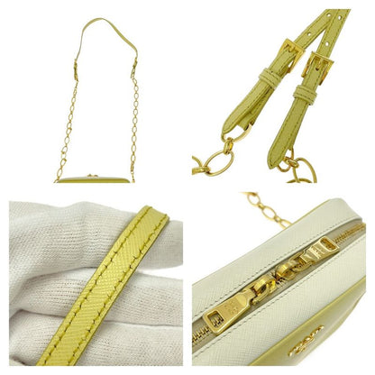 Prada Leather Saffiano Chain Shoulder Bag Yellow 407251 Shoulder Bag