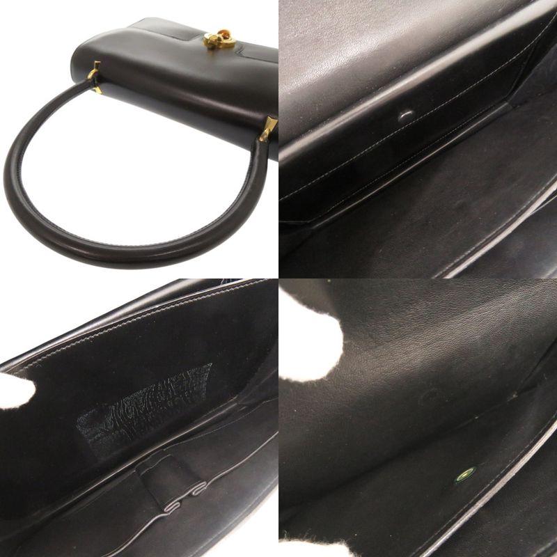 Hermes Vintage Leather Black Handbag Black 1126 Hermes