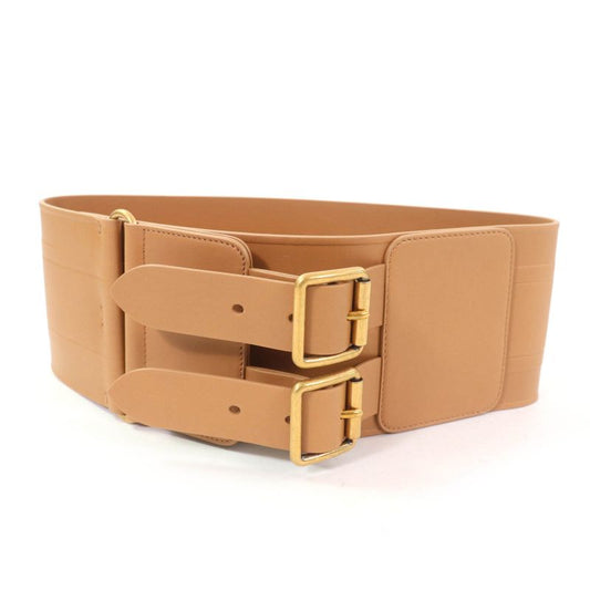 Christian DIOR B0098cm (38.58in)iv D-waist Maxi Leather Double Gold Buckle Belt