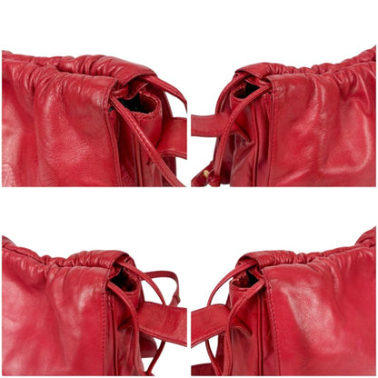 Loewe Drawstring Shape Mini Shoulder Bag Anagram Logo Red Nappa Leather