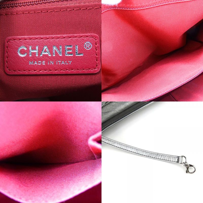Chanel Shoulder Bag Gabrielle A93824 Chain Large Hobo Leather Silver Metallic