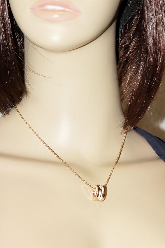 Bulgari Pendant Necklace 18K Pink Gold White Ceramic Bzero1 Legend Pendant