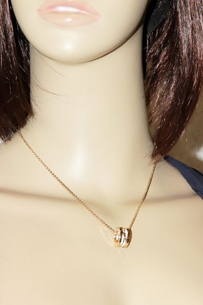 Bulgari Pendant Necklace 18K Pink Gold White Ceramic Bzero1 Legend Pendant