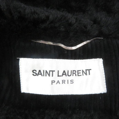 Saint Laurent Paris 529578 Chinstrap Lined Mouton Corduroy Duffle Coat Black 44