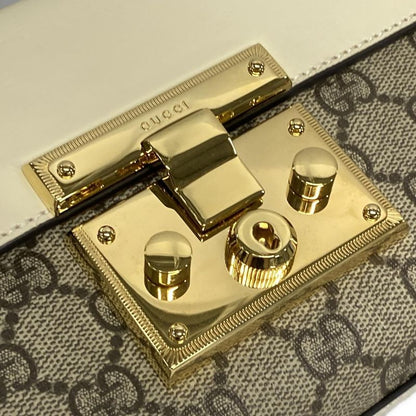 Gucci Shoulder Bag Padlock Small 409487 Beige Dark Brown And Ivory Chain