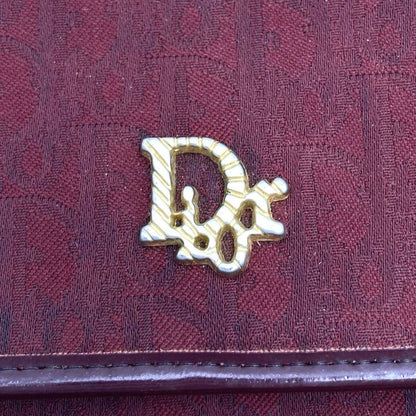 DIOR Trotter Canvas Chain Shoulder Bag Pouch Red Vintage Women's