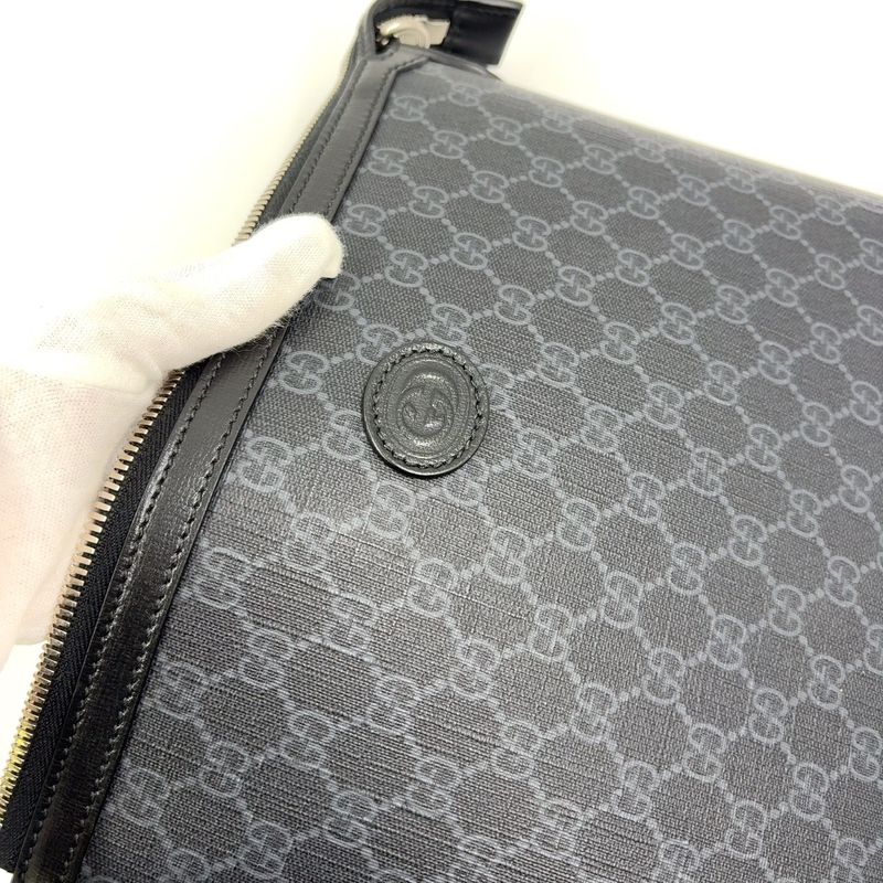 Gucci 2-way Bag Interlocking G GG Supreme Body Bag Canvas Black Shoulder Bag