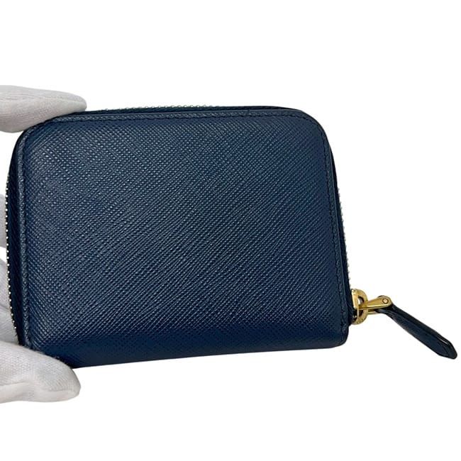 Prada Coin Case Blue Bluette Saffiano Metal