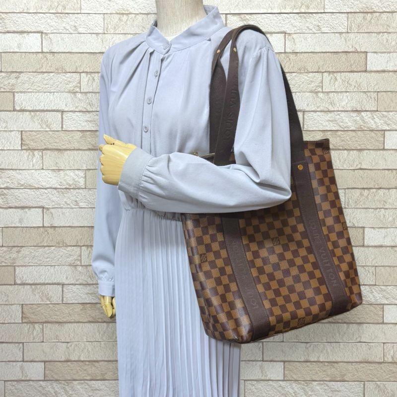 Louis Vuitton Cabas Bobol Damier Tote Bag Damier Canvas N52006 Brown Ladies
