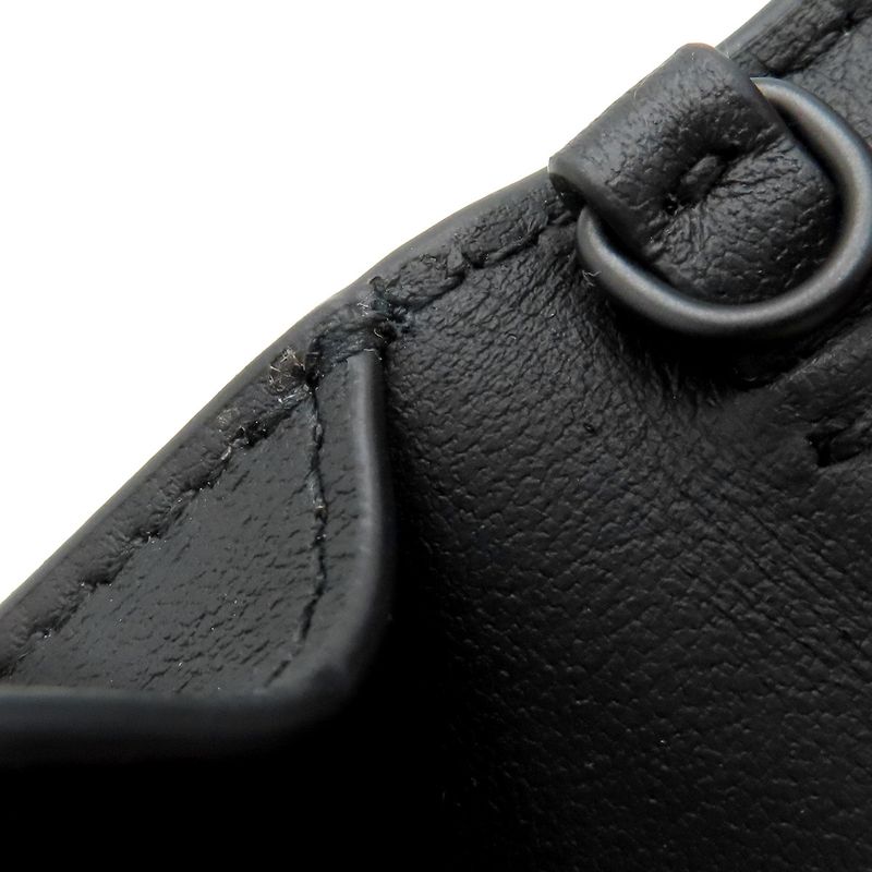 Christian Dior Chain Wallet Saddle Nano Leather Black Matte Black Hardware