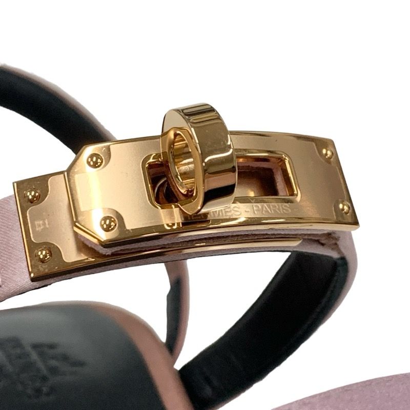 Hermes Glamour Sandals Shoes Satin Pink Unused Kelly Hardware