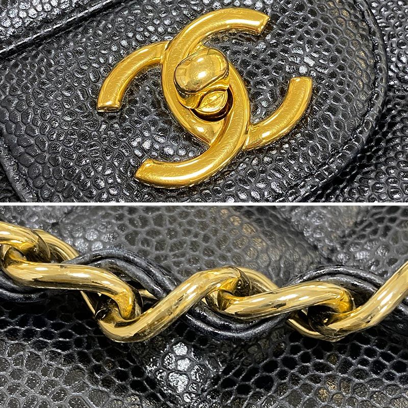 Chanel Matelasse 30 Chain Shoulder Bag In Black Caviar Skin