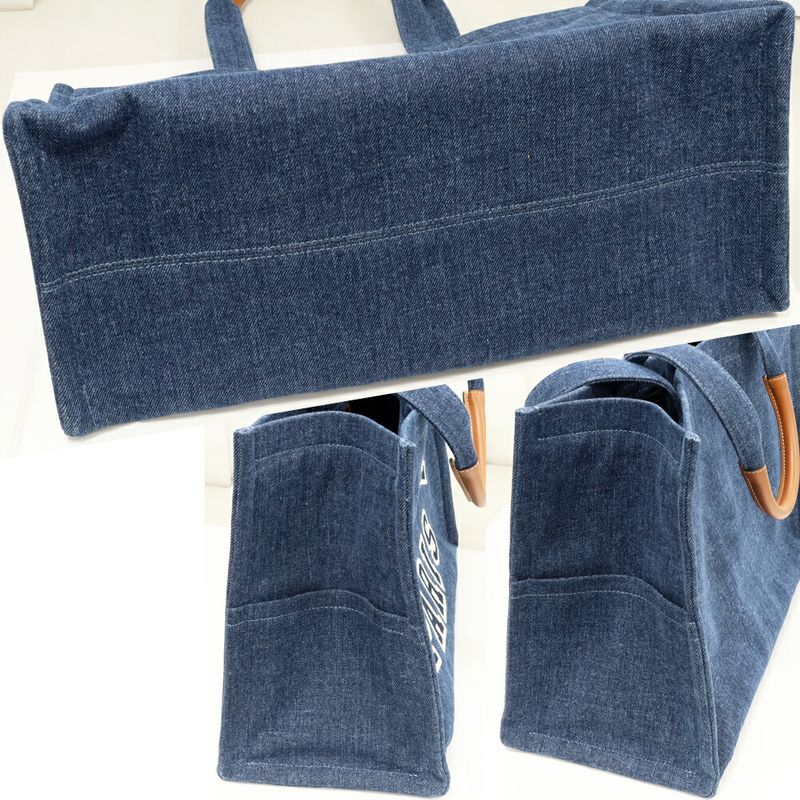 Celine Tote Shoulder Bag Large Cabas Denim Canvas Blue 196762ef707at