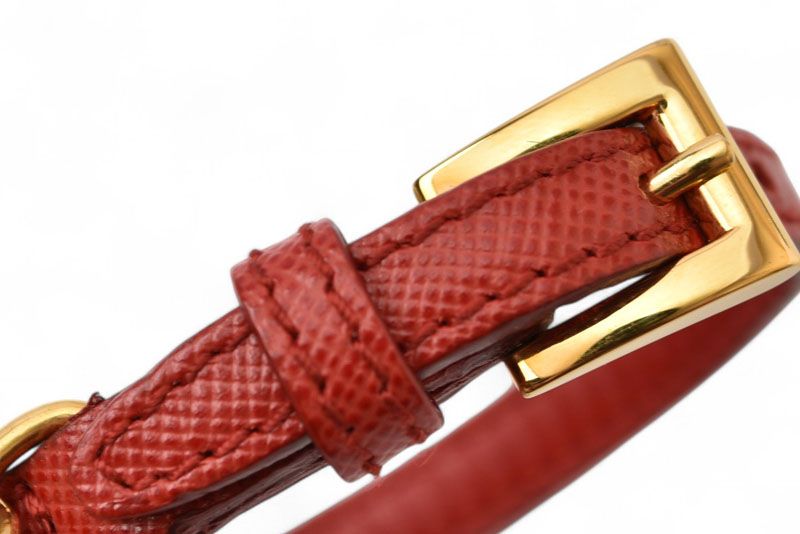 Prada Unused Bracelet Bangle Prada Saffiano Heart Charm Fuoco Red 1ajd45