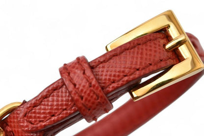 Prada Unused Bracelet Bangle Prada Saffiano Heart Charm Fuoco Red 1ajd45
