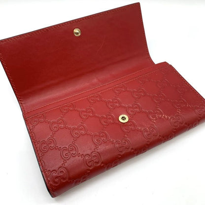 Gucci 388679 Guccissima Wallet Leather Red Women's Fashion Accessories