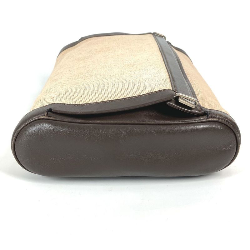 Hermes Clutch Bag Equi Leather / Canvas Beige