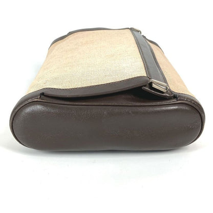 Hermes Clutch Bag Equi Leather / Canvas Beige