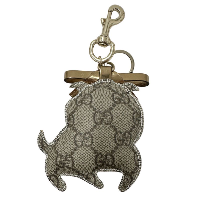 Gucci Key Holder Women's Men's Brand GG Plus Guccioli Bulldog Gray Bulldog Cute