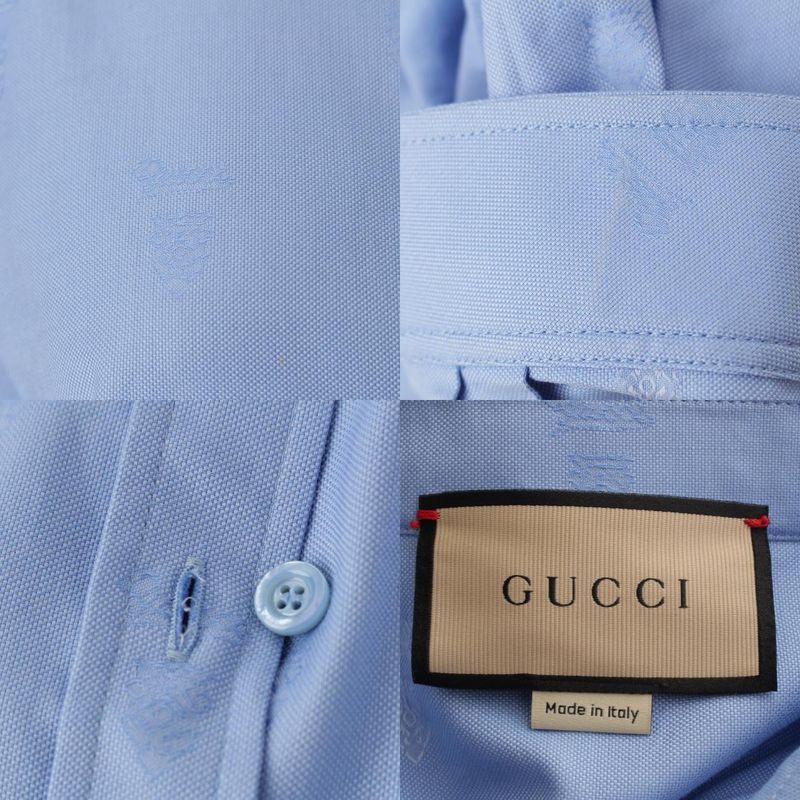 Gucci Cotton Oxford Long Sleeved Shirt Top 776414 Blue 40