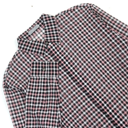 DIOR Homme 293c516a5571 100% Cotton Logo Button Plaid Long Sleeve Shirt Pink