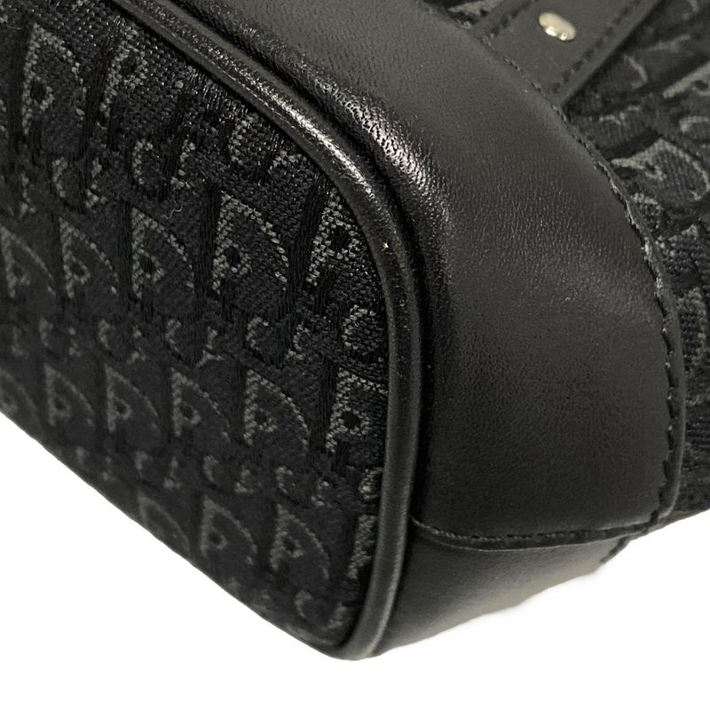 Dior/christian Dior Handbag Trotter Black And Dark Gray Studded/mini Bag Leather