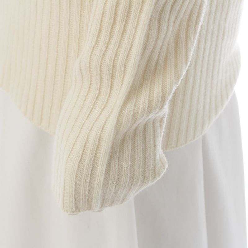 Saint Laurent 2021 Wool Cashmere YSL Logo Turtleneck Knit Sweater 666098 White M