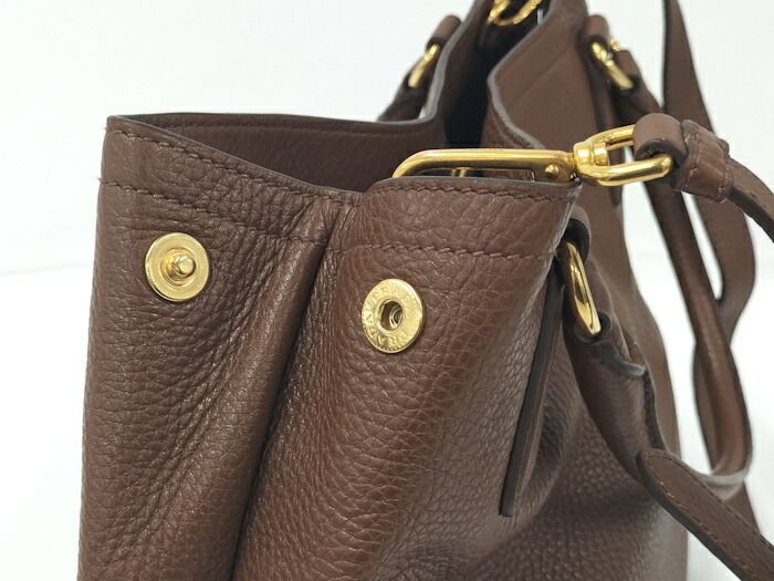 Prada Shoulder Bag Leather Brown Bn2534