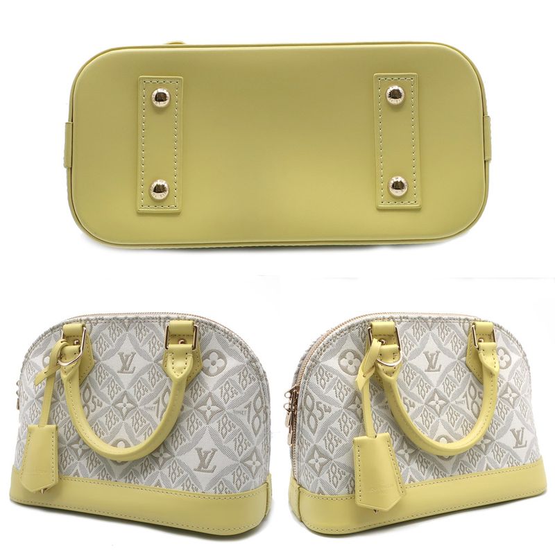 Louis Vuitton Alma BB M53476 Canvas Leather Light Gray Yellow Handbag
