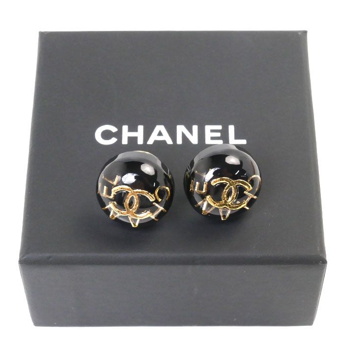 Chanel GP Coco Mark Logo Resin Earrings 51g Ladies Preowned
