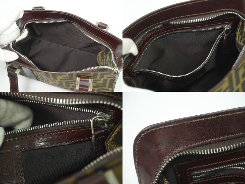 Authentic Fendi Zucca Handbag Canvas Brown Zucca Bag Pre-owned [follow-up