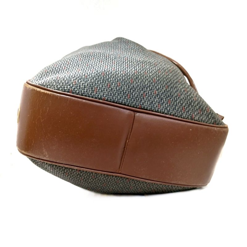 Yvessaint Laurent Shoulder Bag - Dark Gray And Brown Drawstring Shape Leather