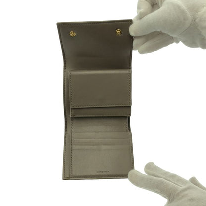 Celine - Leather Logo Small Trifold Compact Wallet Purse - Gray - Women's