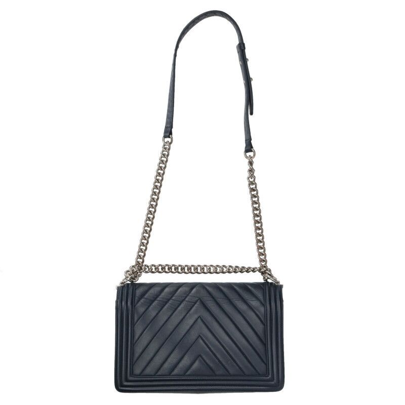 Chanel Boy Chanel 28 Calfskin Chevron Shoulder Bag For Men